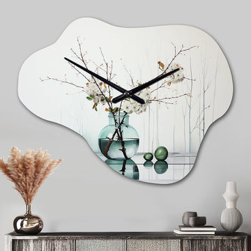 Reflections And Simplicity Vase II - Asymmetric Metal Wall Clock
